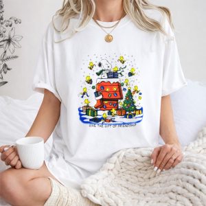 Snoopy Christmas House with Woodstock and Gifts Give The Gift Of Friendship T Shirt 1 1.jpg