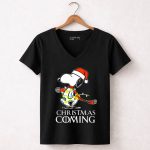 Snoopy Christmas Is Coming Game Of Thrones Santa Hat Lights 7 Womens V Neck 1.jpg