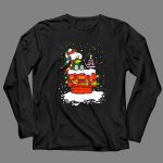 Snoopy Christmas Lights on Doghouse with Woodstock and Winter Scene from Peanuts T Shirt 4 1.jpg