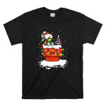 Snoopy Christmas Lights on Doghouse with Woodstock and Winter Scene from Peanuts T Shirt 6 1.jpg