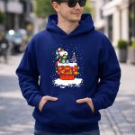 Snoopy Christmas Lights on Doghouse with Woodstock and Winter Scene from Peanuts T Shirt 8 1.jpg