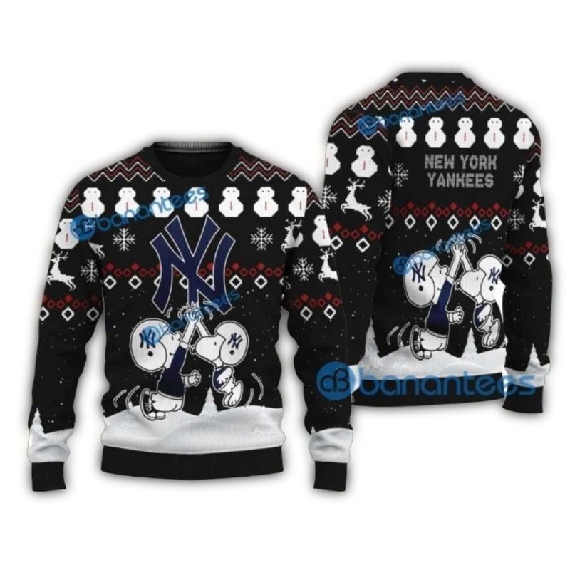 Snoopy Christmas New York Yankees Snowman Sweater 1.Jpg