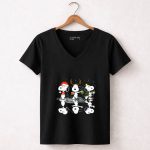 Snoopy Christmas Reflections Santa Reindeer Lights 7 Womens V Neck 1.jpg