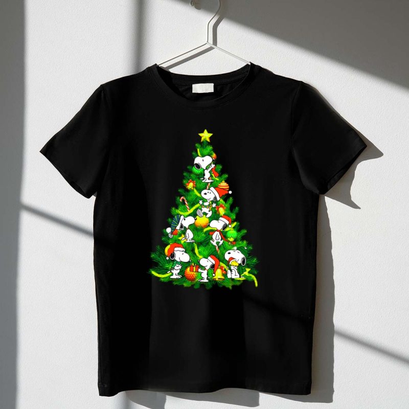 Snoopy Christmas Tree With Santa Hats And Gifts 1 T Shirt 1.Jpg
