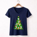 Snoopy Christmas Tree with Santa Hats and Gifts 5 Womens V Neck 1.jpg