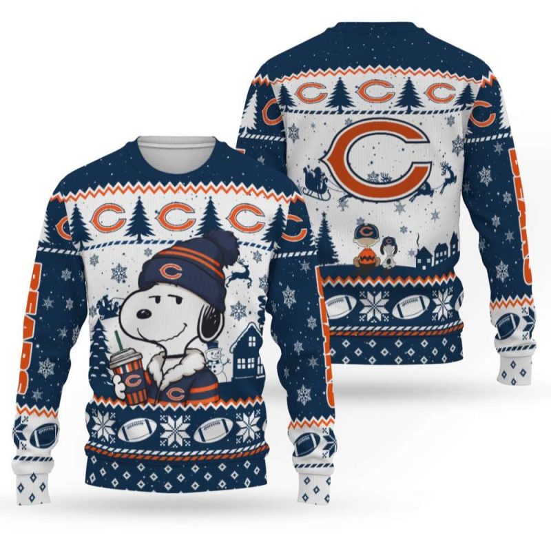 Snoopy Coffee Chicago Bears Christmas Ugly Sweater 1.Jpg