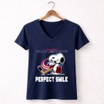 Snoopy Columbus Blue Jackets Perfect Smile 5 Womens V Neck.jpg