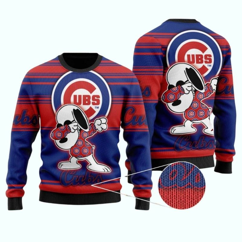 Snoopy Dabbing Chicago Cubs Ugly Sweater 1.Jpg