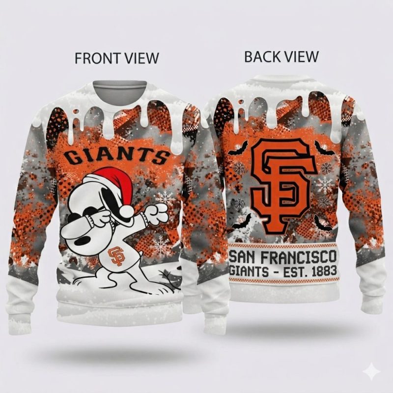 Snoopy Dabbing Christmas San Francisco Giants Ugly Sweater 1.Jpg