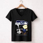 Snoopy Dance Seattle Seahawks Logo Charlie Brown 7 Womens V Neck