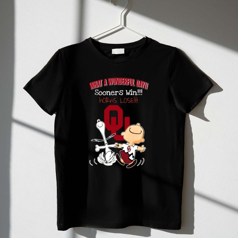 Snoopy Dance What A Wonderful Day Sooners Win Horns Lose 1 T Shirt.jpg