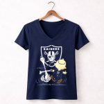 Snoopy Dancing with Charlie Brown Oakland Raiders 5 Womens V Neck