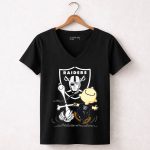 Snoopy Dancing with Charlie Brown Oakland Raiders 7 Womens V Neck