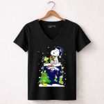 Snoopy Denver Broncos Christmas With Woodstock And Presents 7 Womens V Neck