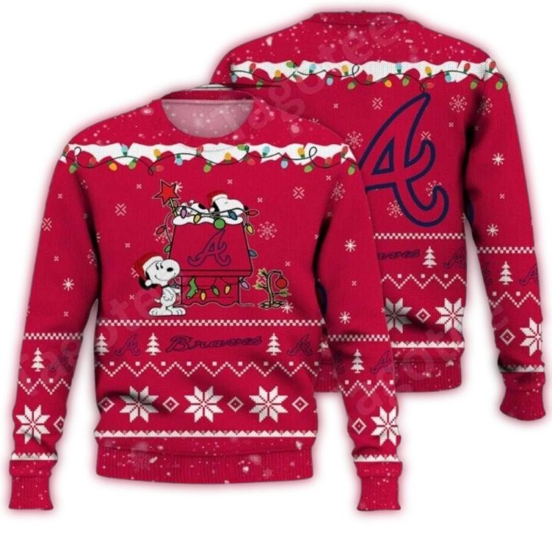 Snoopy Dgog House Christmas Atlanta Braves Ugly Sweater 1.Jpg