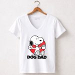 Snoopy Dog Dad Donut and Coffee Graphic 5 Womens V Neck