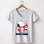 Snoopy Dog Dad Donut and Coffee Graphic 7 Womens V Neck