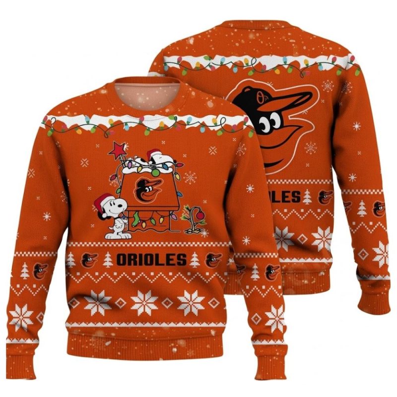 Snoopy Dog House Baltimore Orioles Christmas Ugly Sweater 1.Jpg