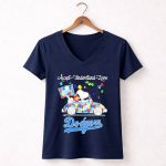 Snoopy Drive Car Los Angeles Dodgers Autism Accept Understand Love 5 Womens V Neck
