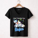 Snoopy Drive Car Los Angeles Dodgers Autism Accept Understand Love 5 Womens V Neck1
