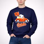 Snoopy Driving Red Car with Baltimore Orioles Flag and Orioles Text 3 Sweatshirt
