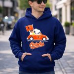Snoopy Driving Red Car with Baltimore Orioles Flag and Orioles Text 8 Hoodie