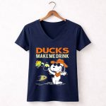 Snoopy Ducks Make Me Drink Anaheim Ducks Fans Peanuts Hockey 5 Womens V Neck.jpg