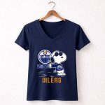Snoopy Edmonton Oilers Love 5 Womens V Neck.jpg