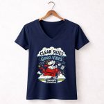 Snoopy Flying Ace Clear Skies Good Vibes 5 Womens V Neck.jpg
