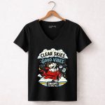 Snoopy Flying Ace Clear Skies Good Vibes 7 Womens V Neck.jpg