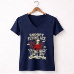 Snoopy Flying Ace Flying High Since 1965 WWI Ace Squadron 5 Womens V Neck.jpg