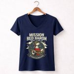 Snoopy Flying Ace Mission Red Baron 5 Womens V Neck.jpg