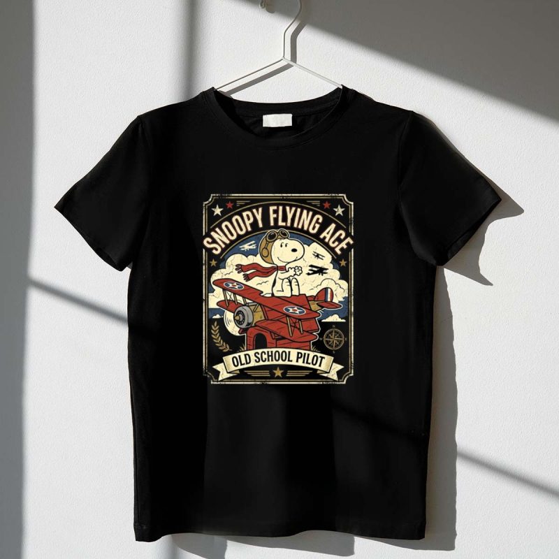 Snoopy Flying Ace Old School Pilot 1 T Shirt.jpg