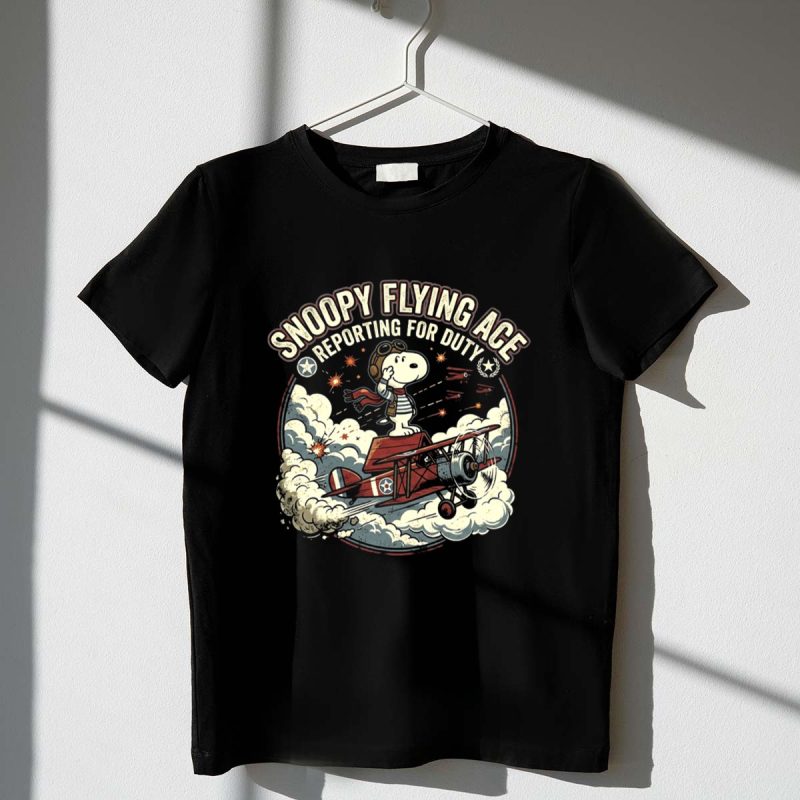 Snoopy Flying Ace Reporting For Duty 1 T Shirt.jpg