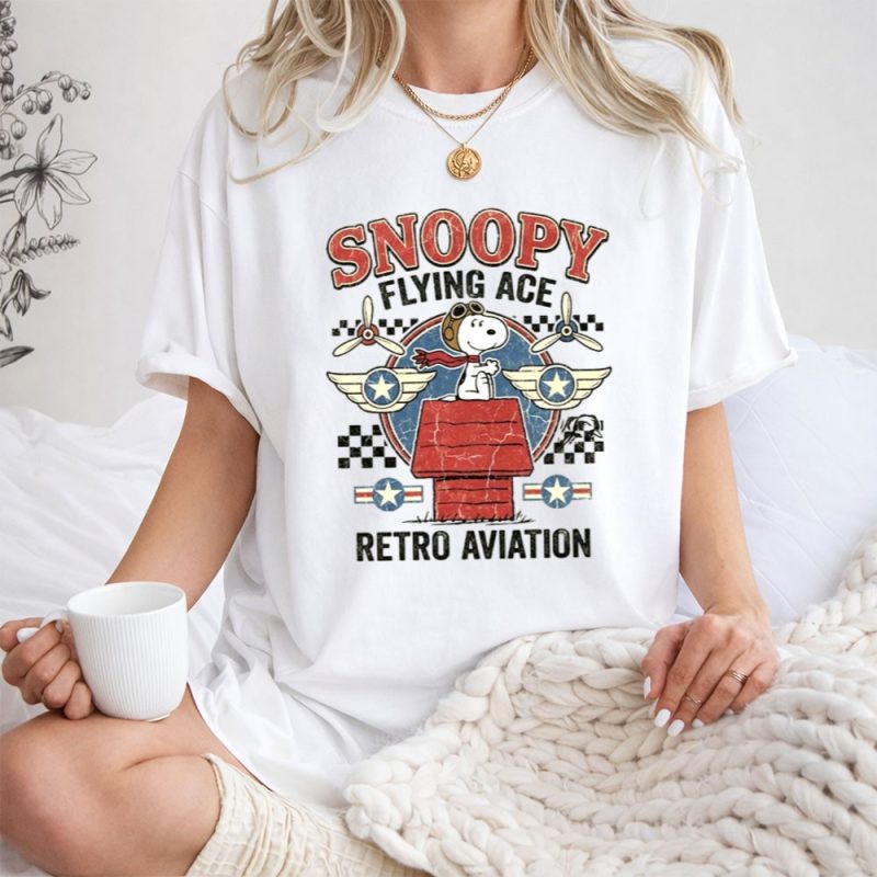 Snoopy Flying Ace Retro Aviation 1 T Shirt.jpg