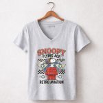 Snoopy Flying Ace Retro Aviation 7 Womens V Neck.jpg