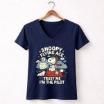 Snoopy Flying Ace Trust Me Im The Pilot 5 Womens V Neck.jpg