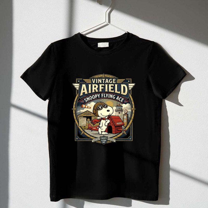 Snoopy Flying Ace Vintage Airfield 1 T Shirt.jpg