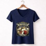 Snoopy Flying Ace Vintage Airfield 5 Womens V Neck.jpg
