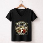 Snoopy Flying Ace Vintage Airfield 7 Womens V Neck.jpg