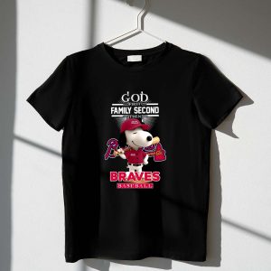Snoopy God First Family Second Then Atlanta Braves Shirt