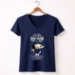 Snoopy God first family second then Detroit Tigers 5 Womens V Neck.jpg