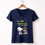 Snoopy Hallmark Christmas Movies And Coffee Kind Of Day Snowflakes 5 Womens V Neck 1.jpg