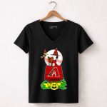 Snoopy Halloween Arizona Diamondbacks Pumpkin Scene 7 Womens V Neck.jpg