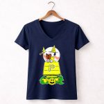 Snoopy Halloween Pittsburgh Pirates Peanuts Charlie Brown Pumpkin Moon Baseball 5 Womens V Neck.jpg