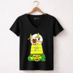 Snoopy Halloween Pittsburgh Pirates Peanuts Charlie Brown Pumpkin Moon Baseball 7 Womens V Neck.jpg