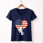 Snoopy Happy 4th of July Heart American Flag 5 Womens V Neck