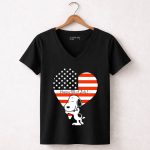 Snoopy Happy 4th of July Heart American Flag 7 Womens V Neck
