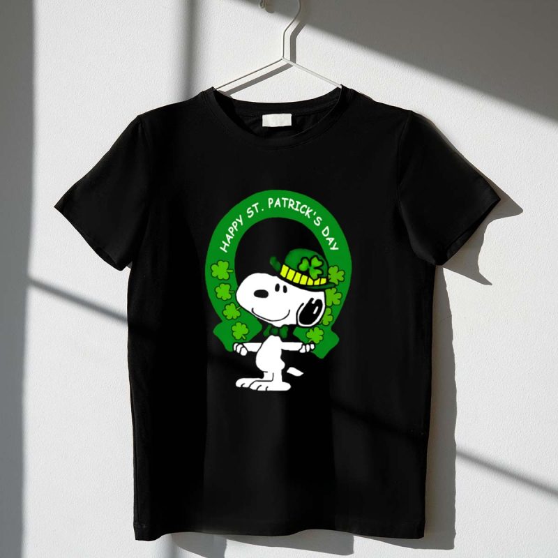 Snoopy Happy St Patricks Day With Shamrocks And Green Hat 1 T Shirt