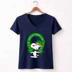Snoopy Happy St Patricks Day with Shamrocks and Green Hat 5 Womens V Neck
